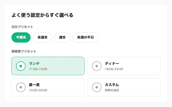 よく使う日程はワンタップ